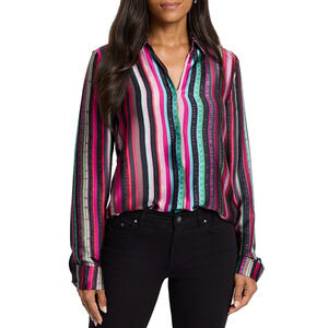 Nic+Zoe Women Vivid Vision Shirt Red Multi Size S